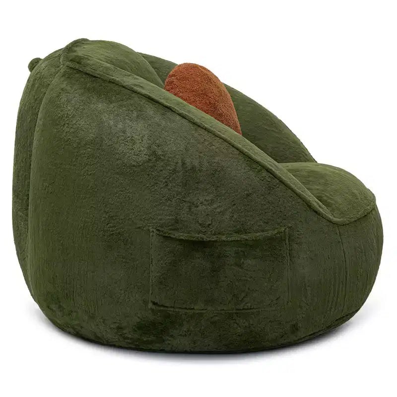Poltrona sacco ergonomica Hommpa color verde avocado con pelliccia sintetica e memory foam - Regalo perfetto per adulti