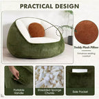 Poltrona sacco ergonomica Hommpa color verde avocado con pelliccia sintetica e memory foam - Regalo perfetto per adulti