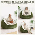 Poltrona sacco ergonomica Hommpa color verde avocado con pelliccia sintetica e memory foam - Regalo perfetto per adulti