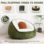 Poltrona sacco ergonomica Hommpa color verde avocado con pelliccia sintetica e memory foam - Regalo perfetto per adulti