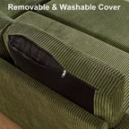 Divano Letto Estraibile 2 in 1 Dyonery con Chaise Longue Contenitore e USB, Divano Angolare in Velluto a Coste per Soggiorno