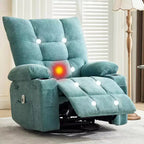 Poltrona reclinabile girevole con funzione calore e massaggio - Poltrona reclinabile 360 Rocking Lazy Boy con portabicchieri e tasca laterale - Divano singolo ergonomico, blu
