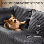 Divano componibile reversibile DobleePy 106, divano a nuvola a L con chaise longue oversize, divano a 3 posti in memory foam, montaggio senza attrezzi, orientamento a destra