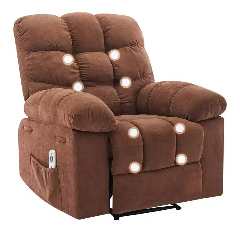 Poltrona Reclinabile Massaggiante e Riscaldante per Adulti, Divano Singolo Manuale Oversize Imbottito da 150°, Seduta Extra Larga e Morbida, per Salotto e Home Theater