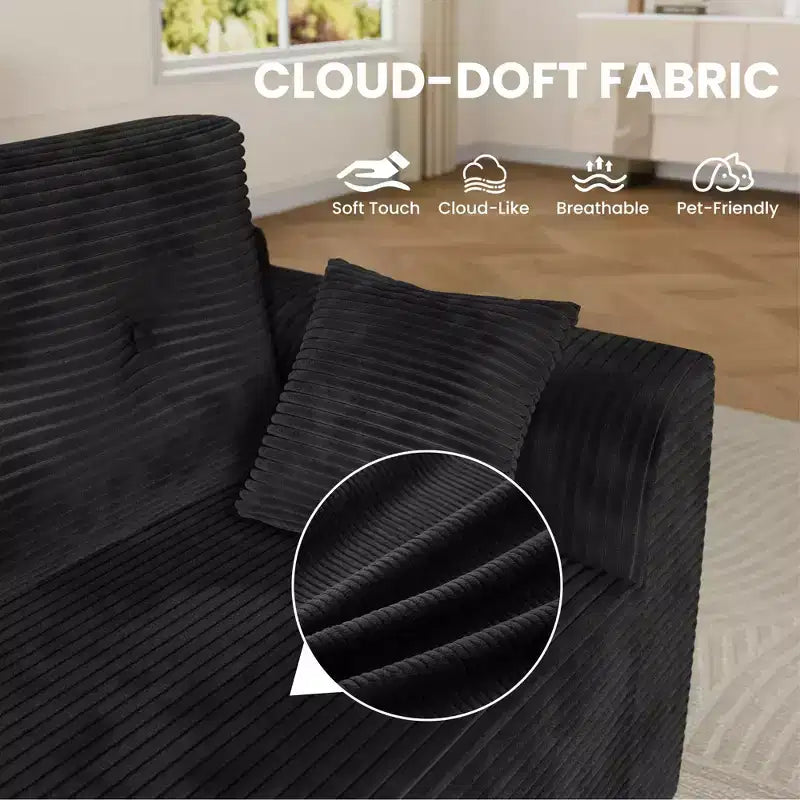 Divano Sezionale Modulare, Divano Letto Morbido da 267 cm per Soggiorno, Divano Sezionale con Chaise Sovradimensionata