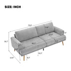 Divano a 3 Posti da Soggiorno 79.9 con Gambe in Legno di Gomma, Divano/Poltrona per Casa/Appartamento, Grigio - ModernLuxe