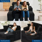 GustoWave 54 Poltrona Chaise Longue in Velluto a Coste, Divano Letto Oversize con Portabicchieri e Cuscini, Mobili per Soggiorno Verdi