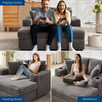GustoWave 54 Poltrona Chaise Longue in Velluto a Coste, Divano Letto Oversize con Portabicchieri e Cuscini, Mobili per Soggiorno Verdi
