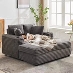 GustoWave 54 Poltrona Chaise Longue in Velluto a Coste, Divano Letto Oversize con Portabicchieri e Cuscini, Mobili per Soggiorno Verdi