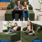 GustoWave 54 Poltrona Chaise Longue in Velluto a Coste, Divano Letto Oversize con Portabicchieri e Cuscini, Mobili per Soggiorno Verdi