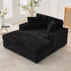 GustoWave 54 Poltrona Chaise Longue in Velluto a Coste, Divano Letto Oversize con Portabicchieri e Cuscini, Mobili per Soggiorno Verdi