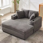 GustoWave 54 Poltrona Chaise Longue in Velluto a Coste, Divano Letto Oversize con Portabicchieri e Cuscini, Mobili per Soggiorno Verdi