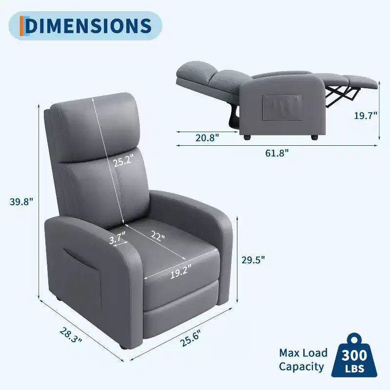 Comoda Poltrona Reclinabile Singola con Supporto  Schienale e Poggiapiedi Regolabili  Rivestimento Effetto Lino  Ideale per Soggiorno e Camera da Letto