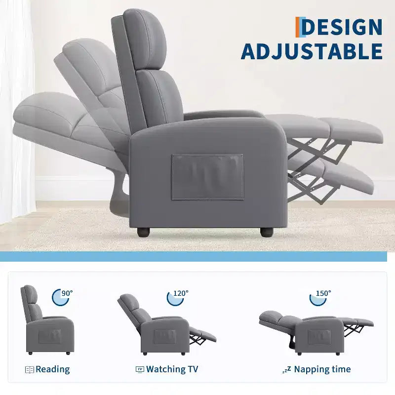 Comoda Poltrona Reclinabile Singola con Supporto  Schienale e Poggiapiedi Regolabili  Rivestimento Effetto Lino  Ideale per Soggiorno e Camera da Letto