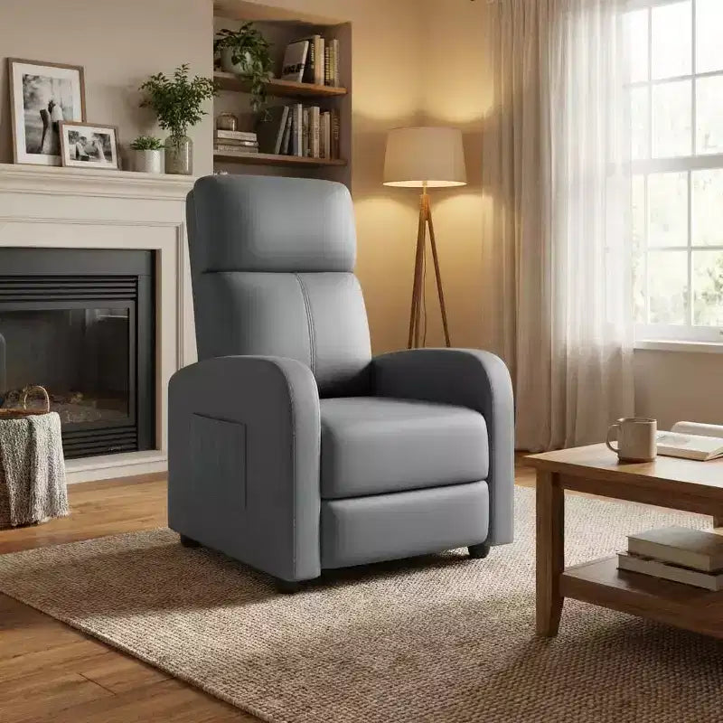 Comoda Poltrona Reclinabile Singola con Supporto  Schienale e Poggiapiedi Regolabili  Rivestimento Effetto Lino  Ideale per Soggiorno e Camera da Letto