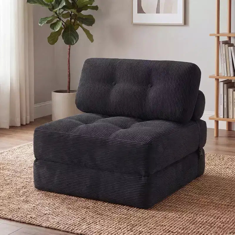 Divano Letto Pieghevole Costway, Poltrona Letto Convertibile con Schienale a Cuscino, Rivestimento in Velluto a Coste Beige/Nero/Grigio/Blu Scuro/Rosa