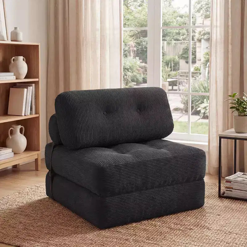 Divano Letto Pieghevole Costway, Poltrona Letto Convertibile con Schienale a Cuscino, Rivestimento in Velluto a Coste Beige/Nero/Grigio/Blu Scuro/Rosa