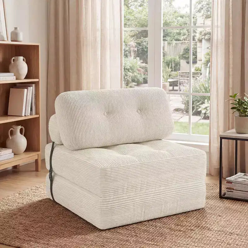 Divano Letto Pieghevole Costway, Poltrona Letto Convertibile con Schienale a Cuscino, Rivestimento in Velluto a Coste Beige/Nero/Grigio/Blu Scuro/Rosa