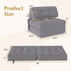 Divano Letto Pieghevole Costway, Poltrona Letto Convertibile con Schienale a Cuscino, Rivestimento in Velluto a Coste Beige/Nero/Grigio/Blu Scuro/Rosa