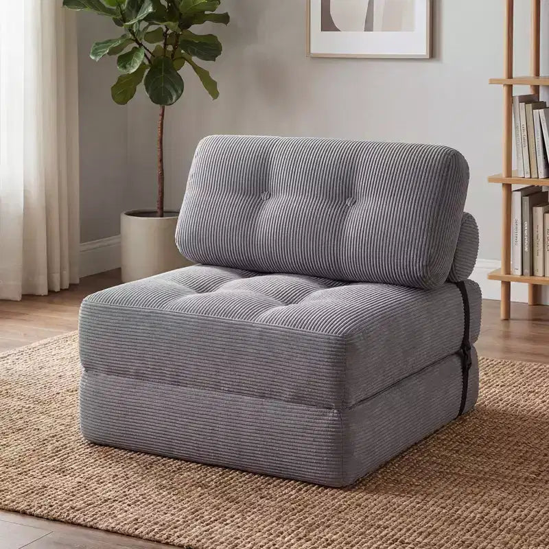 Divano Letto Pieghevole Costway, Poltrona Letto Convertibile con Schienale a Cuscino, Rivestimento in Velluto a Coste Beige/Nero/Grigio/Blu Scuro/Rosa