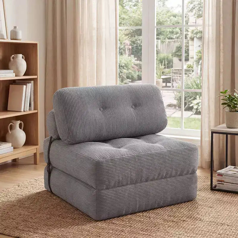Divano Letto Pieghevole Costway, Poltrona Letto Convertibile con Schienale a Cuscino, Rivestimento in Velluto a Coste Beige/Nero/Grigio/Blu Scuro/Rosa