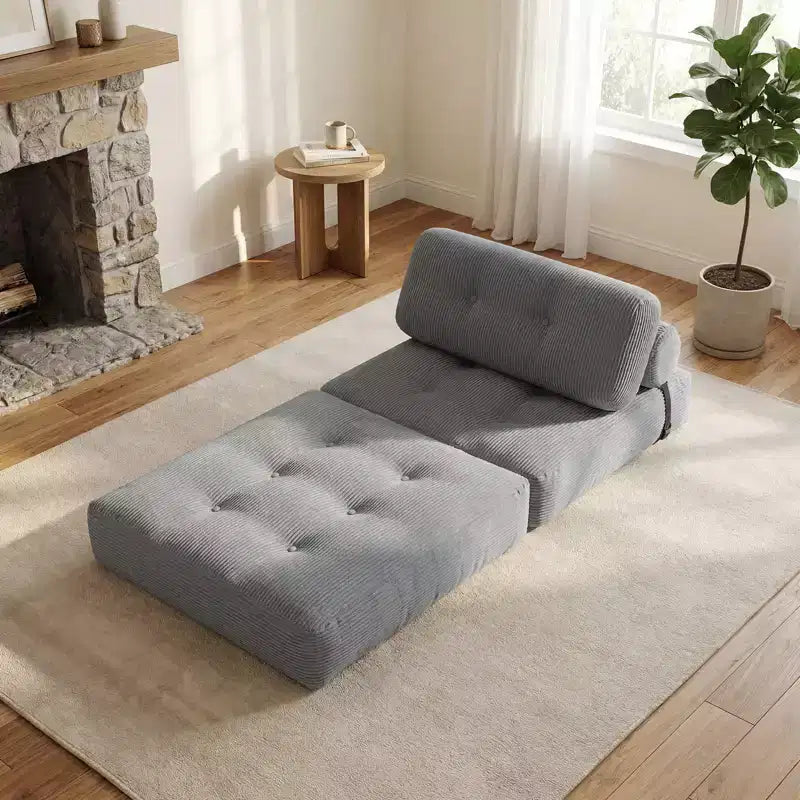 Divano Letto Pieghevole Costway, Poltrona Letto Convertibile con Schienale a Cuscino, Rivestimento in Velluto a Coste Beige/Nero/Grigio/Blu Scuro/Rosa