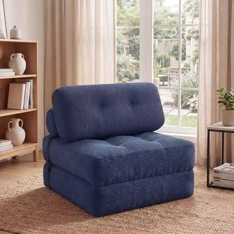 Divano Letto Pieghevole Costway, Poltrona Letto Convertibile con Schienale a Cuscino, Rivestimento in Velluto a Coste Beige/Nero/Grigio/Blu Scuro/Rosa