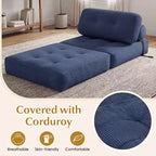 Divano Letto Pieghevole Costway, Poltrona Letto Convertibile con Schienale a Cuscino, Rivestimento in Velluto a Coste Beige/Nero/Grigio/Blu Scuro/Rosa