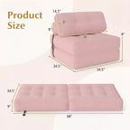 Divano Letto Pieghevole Costway, Poltrona Letto Convertibile con Schienale a Cuscino, Rivestimento in Velluto a Coste Beige/Nero/Grigio/Blu Scuro/Rosa