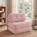 Divano Letto Pieghevole Costway, Poltrona Letto Convertibile con Schienale a Cuscino, Rivestimento in Velluto a Coste Beige/Nero/Grigio/Blu Scuro/Rosa
