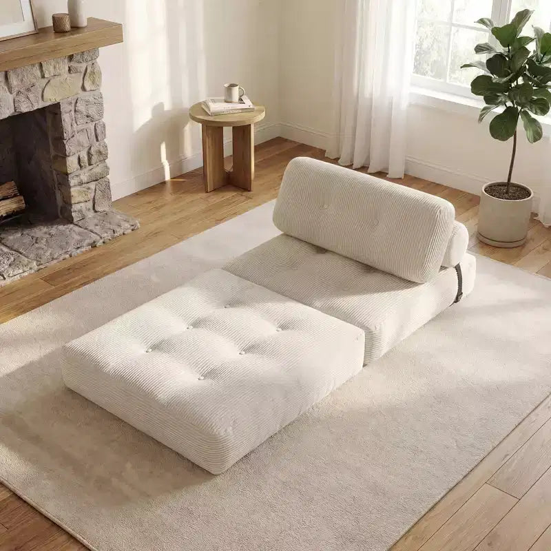 Divano Letto Pieghevole Costway, Poltrona Letto Convertibile con Schienale a Cuscino, Rivestimento in Velluto a Coste Beige/Nero/Grigio/Blu Scuro/Rosa
