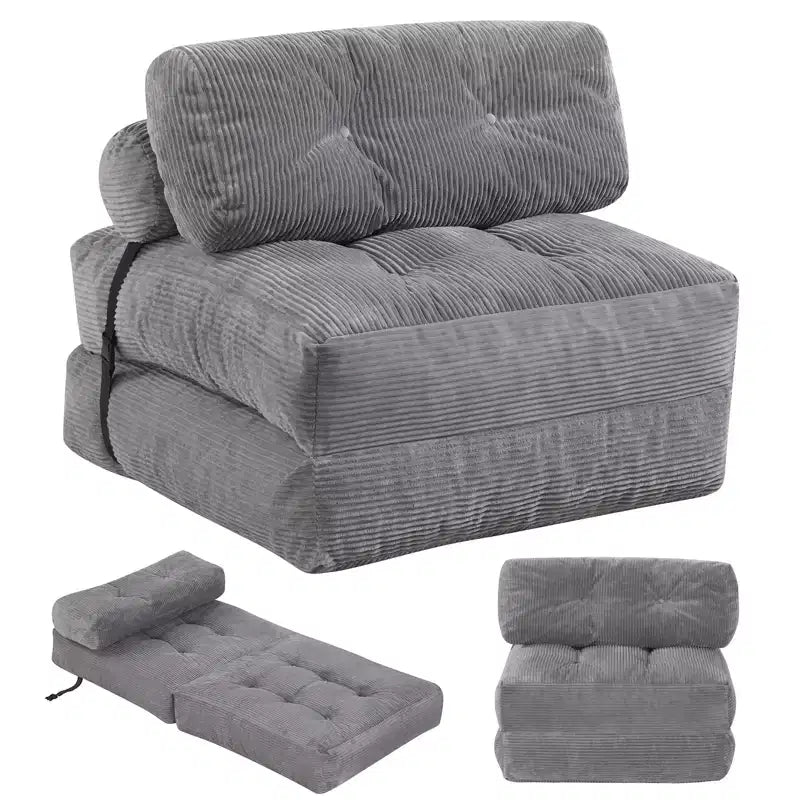 Divano Letto Pieghevole Costway, Poltrona Letto Convertibile con Schienale a Cuscino, Rivestimento in Velluto a Coste Beige/Nero/Grigio/Blu Scuro/Rosa