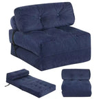 Divano Letto Pieghevole Costway, Poltrona Letto Convertibile con Schienale a Cuscino, Rivestimento in Velluto a Coste Beige/Nero/Grigio/Blu Scuro/Rosa