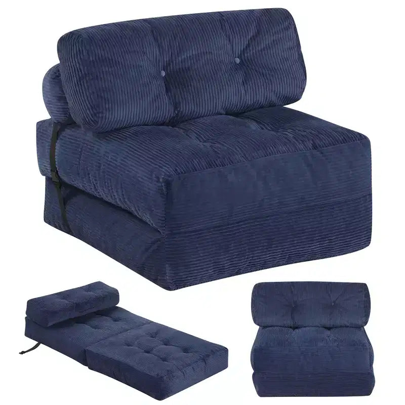 Divano Letto Pieghevole Costway, Poltrona Letto Convertibile con Schienale a Cuscino, Rivestimento in Velluto a Coste Beige/Nero/Grigio/Blu Scuro/Rosa