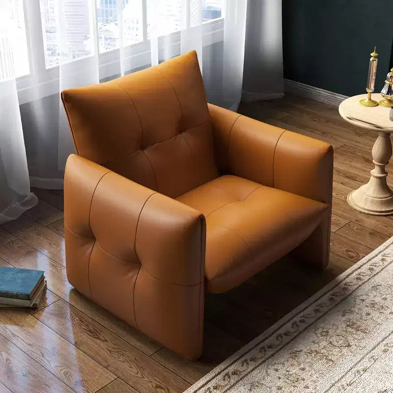 Luck Live 34.64 Poltrona moderna da salotto, divano, poltrona in similpelle con cuscino spesso e struttura in legno massello
