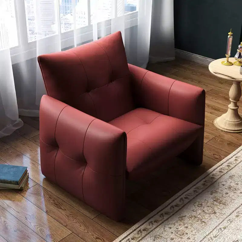 Luck Live 34.64 Poltrona moderna da salotto, divano, poltrona in similpelle con cuscino spesso e struttura in legno massello