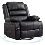 360 Swivel Rocker Recliner Chair for Adults, Wide PU Leather Nursery Glider with Cup Holder, Comfy Deep Seat Single Sofa for Living Room