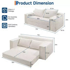 Divano Letto Loveseat da 75 Pollici, Divano Letto Futon Convertibile con 2 Cuscini, Divano Estraibile Senza Telaio per Soggiorno Camera da Letto, Nessun Montaggio
