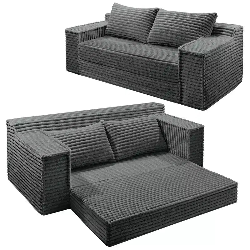 Divano Letto Loveseat da 75 Pollici, Divano Letto Futon Convertibile con 2 Cuscini, Divano Estraibile Senza Telaio per Soggiorno Camera da Letto, Nessun Montaggio