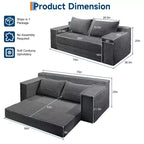 Divano Letto Loveseat da 75 Pollici, Divano Letto Futon Convertibile con 2 Cuscini, Divano Estraibile Senza Telaio per Soggiorno Camera da Letto, Nessun Montaggio