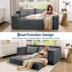 Divano Letto Loveseat da 75 Pollici, Divano Letto Futon Convertibile con 2 Cuscini, Divano Estraibile Senza Telaio per Soggiorno Camera da Letto, Nessun Montaggio