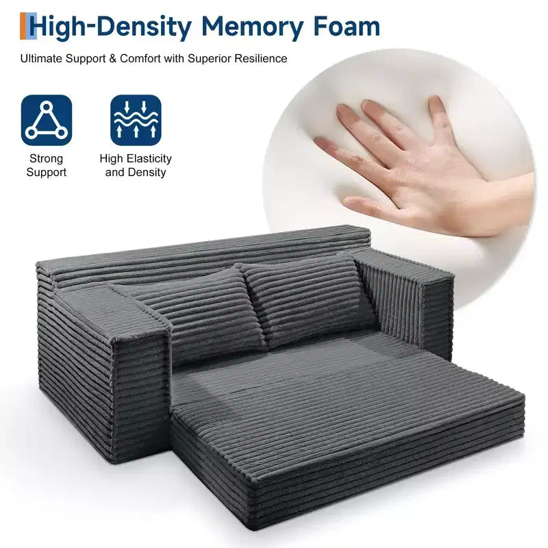 Divano Letto Loveseat da 75 Pollici, Divano Letto Futon Convertibile con 2 Cuscini, Divano Estraibile Senza Telaio per Soggiorno Camera da Letto, Nessun Montaggio