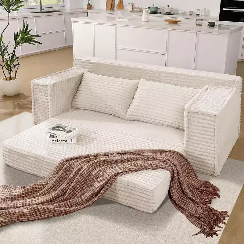 Divano Letto Loveseat da 75 Pollici, Divano Letto Futon Convertibile con 2 Cuscini, Divano Estraibile Senza Telaio per Soggiorno Camera da Letto, Nessun Montaggio