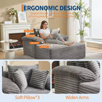 Divano Chaise Longue da interno 123,95 cm, divano letto in velluto a coste, letto oversize, nessun montaggio richiesto