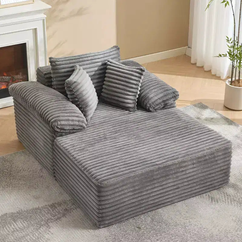 Divano Chaise Longue da interno 123,95 cm, divano letto in velluto a coste, letto oversize, nessun montaggio richiesto