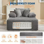 Divano Chaise Longue da interno 123,95 cm, divano letto in velluto a coste, letto oversize, nessun montaggio richiesto