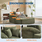 Divano Chaise Longue da interno 123,95 cm, divano letto in velluto a coste, letto oversize, nessun montaggio richiesto
