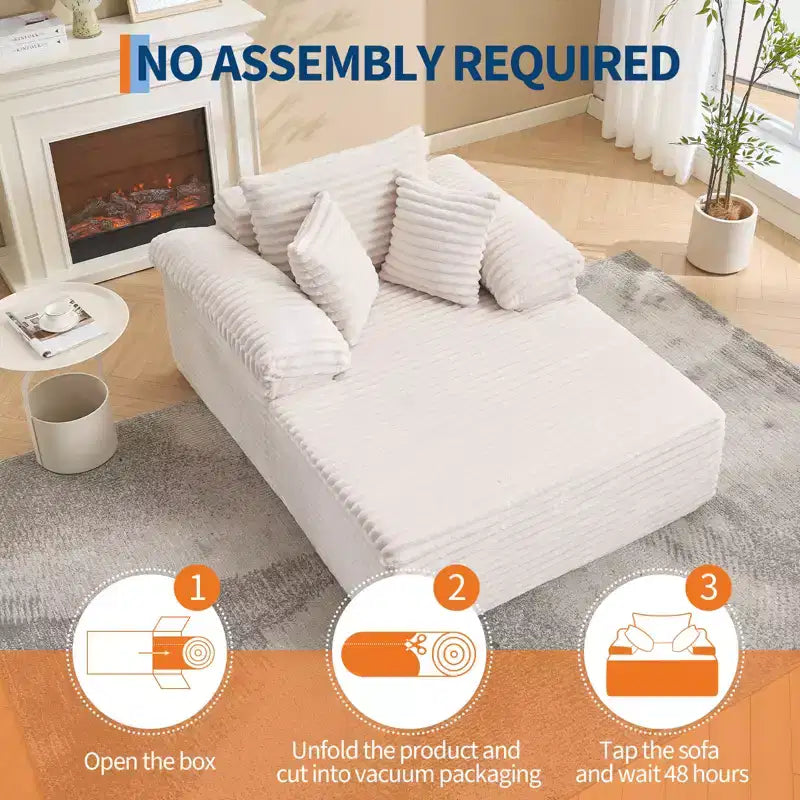 Divano Chaise Longue da interno 123,95 cm, divano letto in velluto a coste, letto oversize, nessun montaggio richiesto