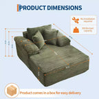 Divano Chaise Longue da interno 123,95 cm, divano letto in velluto a coste, letto oversize, nessun montaggio richiesto