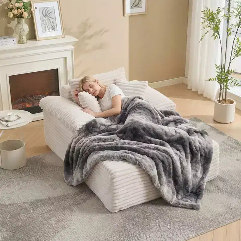 Divano Chaise Longue da interno 123,95 cm, divano letto in velluto a coste, letto oversize, nessun montaggio richiesto